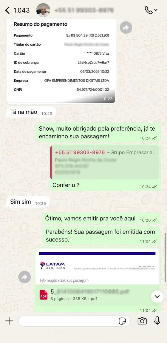 Alerta adicional com depoimento real em formato de conversa
